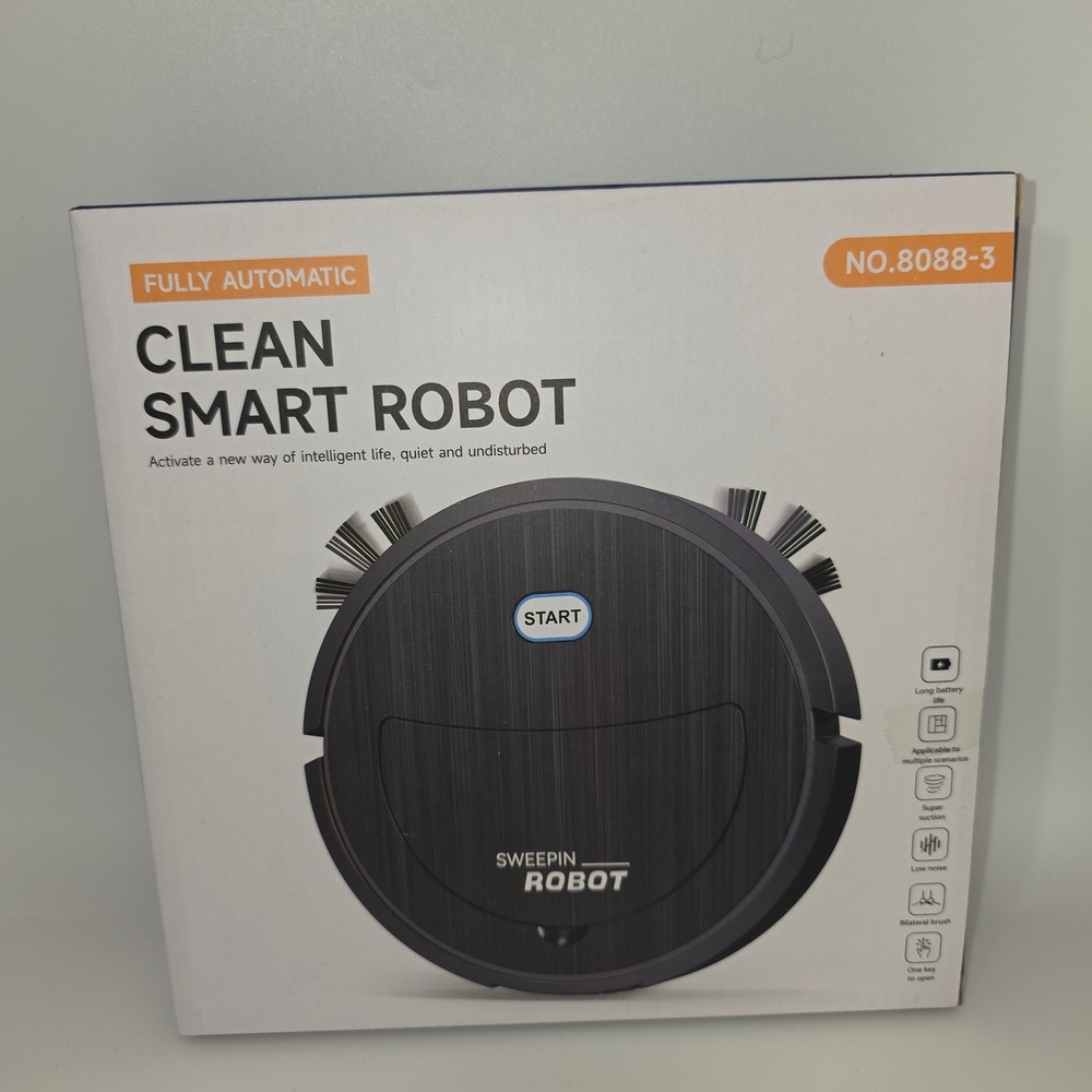 Clean Smart Robot Vacuum Cleaner Unisex OS Black New Automatic Sweeper 8088-3